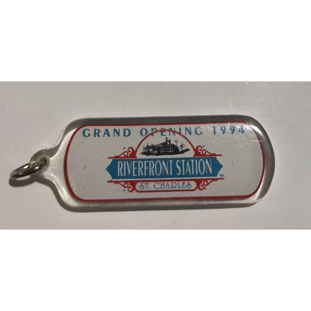 Vintage Grand Opening St. Charles Riverfront Casino Key Ring Acrylic 1994 3"